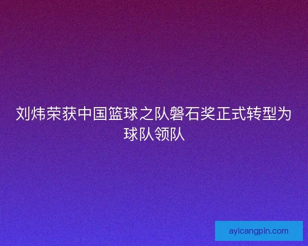 刘炜荣获中国篮球之队磐石奖正式转型为球队领队